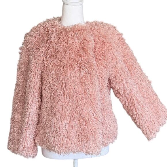 Melissa Paige Jackets & Blazers - Melissa Paige Fluffy Fuzzy Pink Cardigan Jacket Size L Fluffy Cropped
